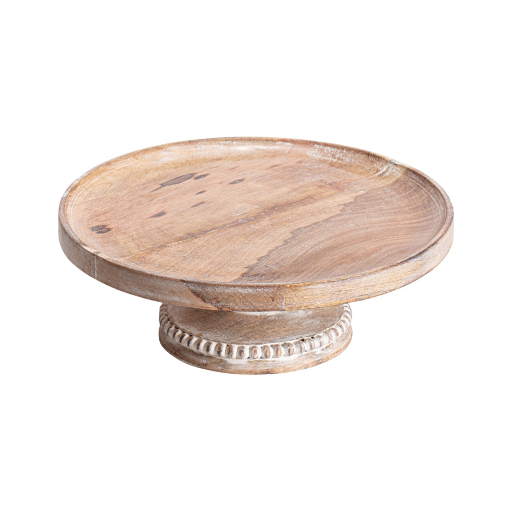 Handcrafted Mangowood Beaded Cake Stand 30cm - Image 3