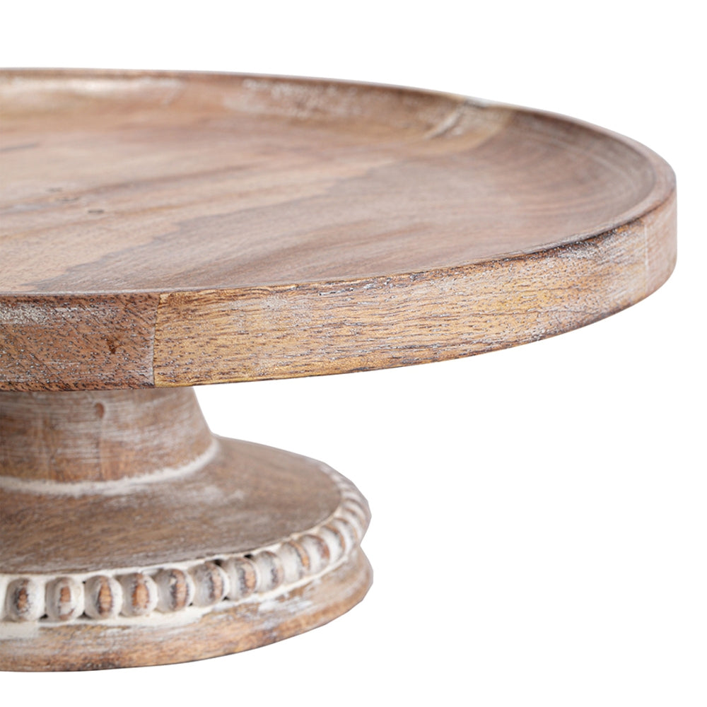 Handcrafted Mangowood Beaded Cake Stand 30cm - Image 2