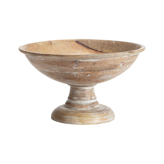 Handcrafted Mangowood Footed Round Bowl 25cm