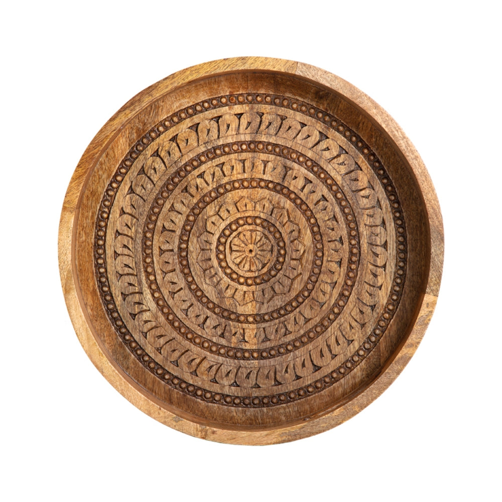 Carved Mango Wood Round Mandala Tray 40cm - Image 5