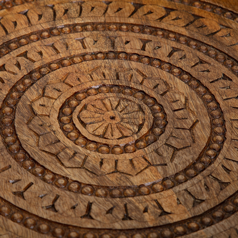 Carved Mango Wood Round Mandala Tray 40cm - Image 3