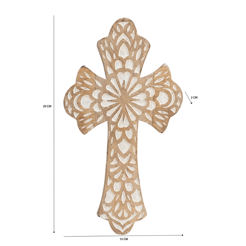 Handcrafted Budded Cross Wall Hanging 30cm - Image 4