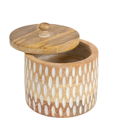 Handcrafted Round Box w Carving 15cm - Image 3