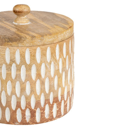 Handcrafted Round Box w Carving 15cm - Image 4