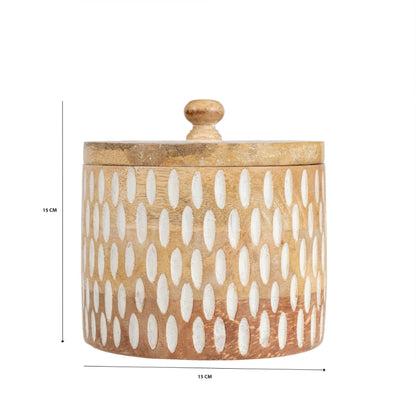 Handcrafted Round Box w Carving 15cm - Image 5