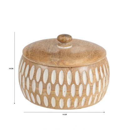 Handcrafted Round Squat Box w Carving 15cm - Image 5