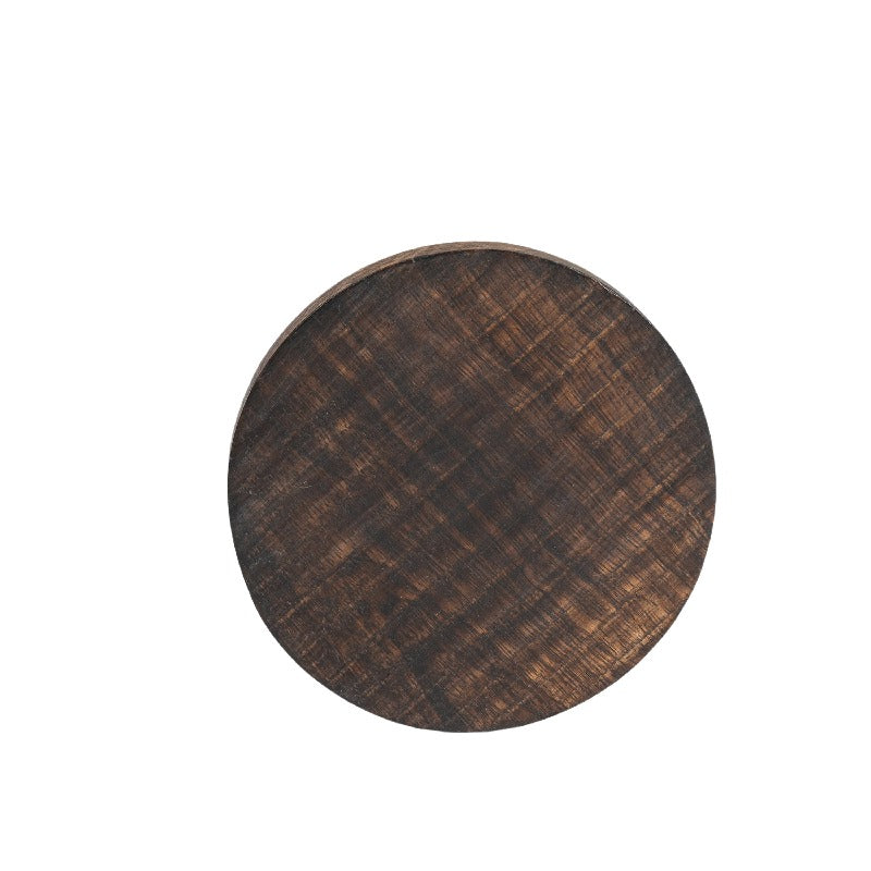 Handcrafted Burnt Finish 4pc Coaster Set w Tie 10cm - Image 2