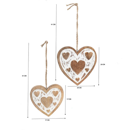 Set 2 Handcrafted Hanging Hearts 18cm, 13cm - Image 4