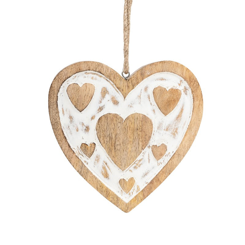 Set 2 Handcrafted Hanging Hearts 18cm, 13cm - Image 3