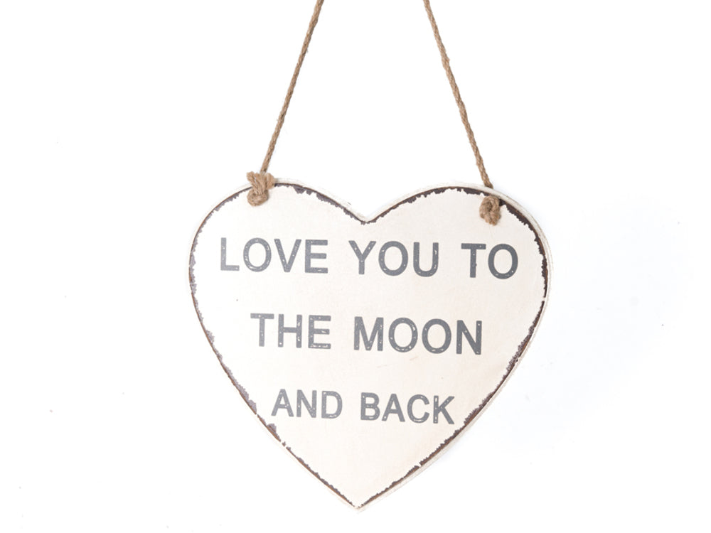 Heart Shape Love You to The Moon Wall Hanger 22cm - Image 2
