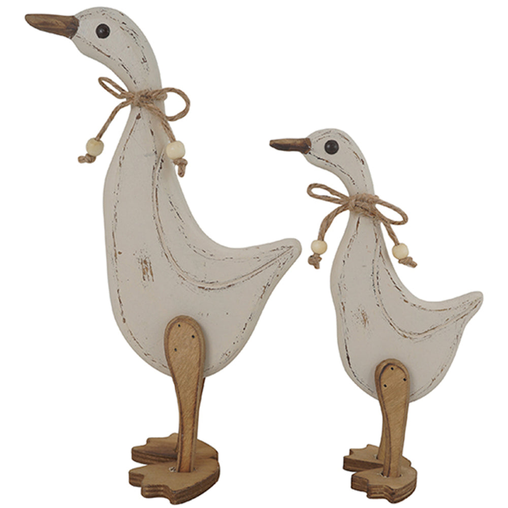 Set 2 Shabby Chic Mum & Child Ducks Ornament 31cm - Image 2
