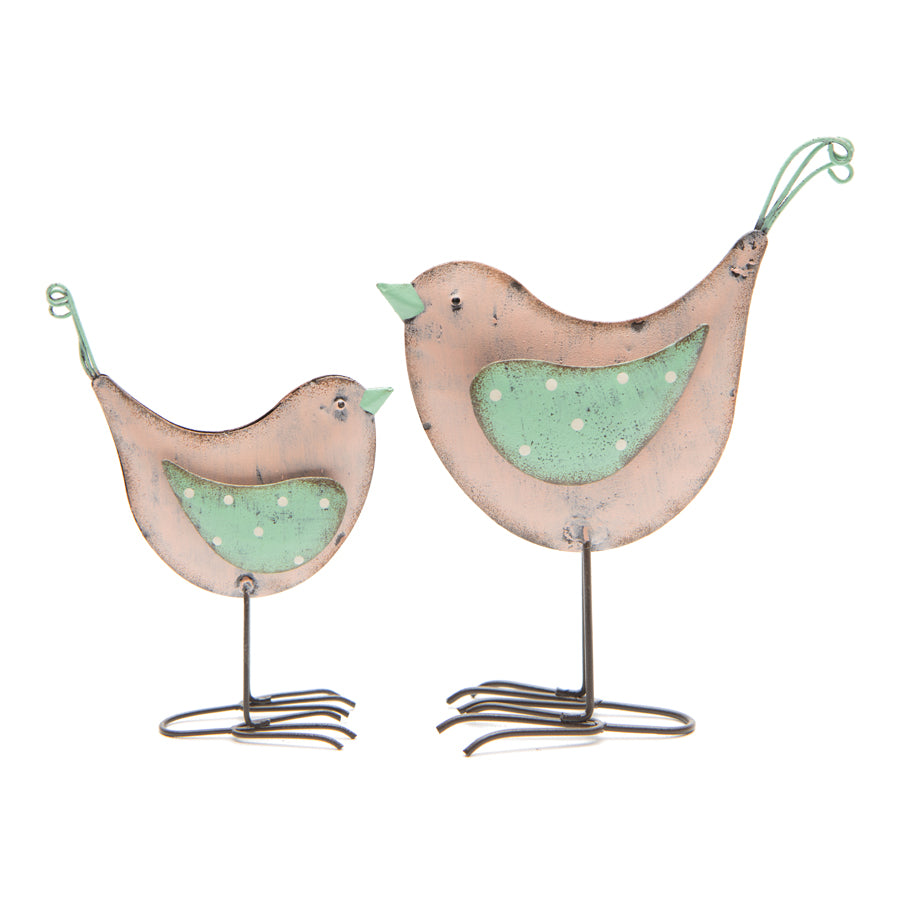 Set 2 Mum & Baby Blush Birds Statue 15x17cm - Image 2