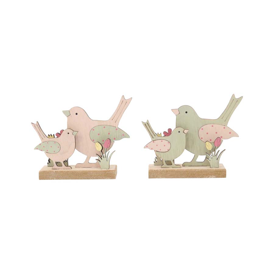 Set 2 Asst Glam Bird Family in Garden 15cm - Image 2