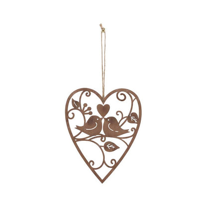 Hanging Metal Lovebirds in Heart 18cm - Image 2