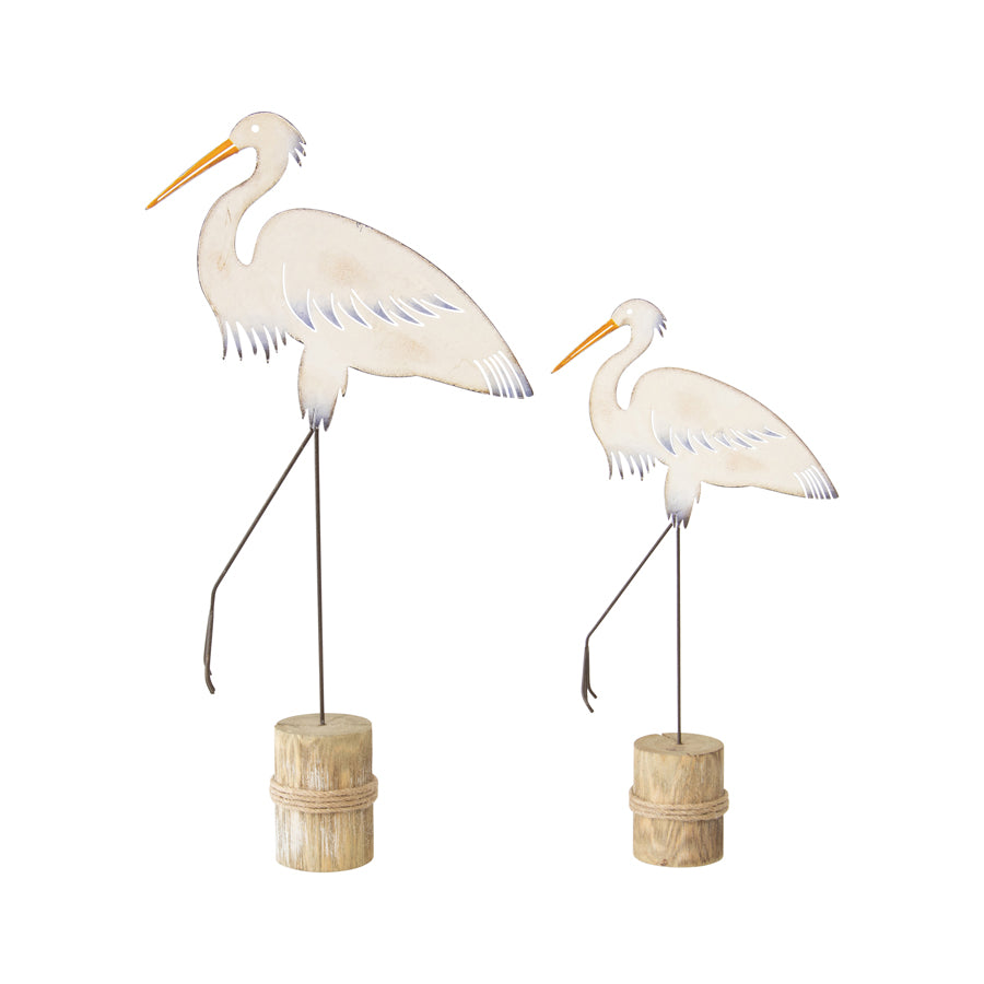 Set 2 Herons on Wooden Stump 49cm - Image 2