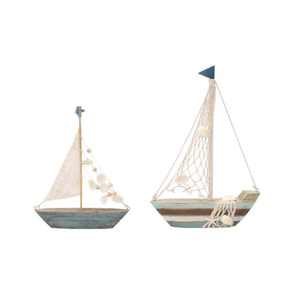 Set 2 Asst Boats w Shells Ornament 31cm - Image 2
