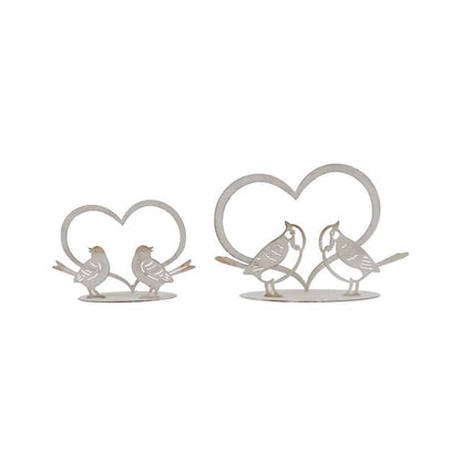 Set 2 Asst Lovebirds w Heart on Base Ornament 20cm - Image 2