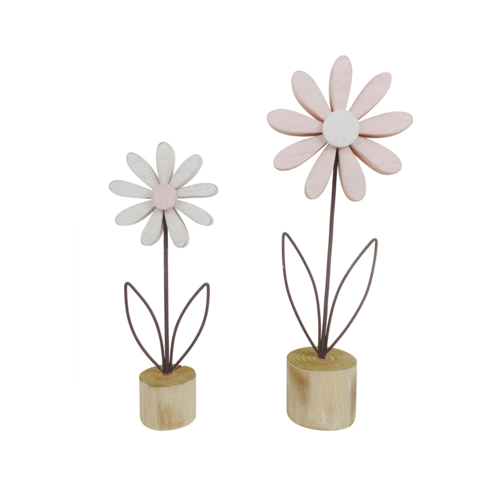 Set 2 Asst Pastel & Rust Flowers on Base 36cm