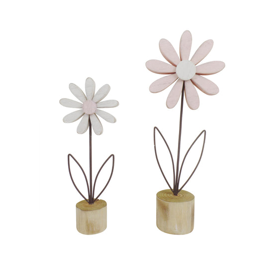 Set 2 Asst Pastel & Rust Flowers on Base 36cm