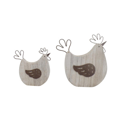 Set 2 Mum & Child French Country Chooks 17cm - Image 2