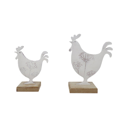 Set 2 Dad & Son French Country Roosters on Base 19cm - Image 2