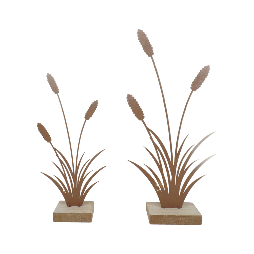 Set 2 Asst Size Bulrushes on Base Ornament 30cm - Image 2