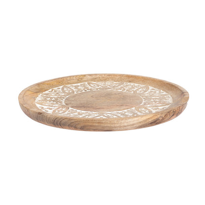 Handcrafted Round Carved Platter Tray 30cm - Image 2