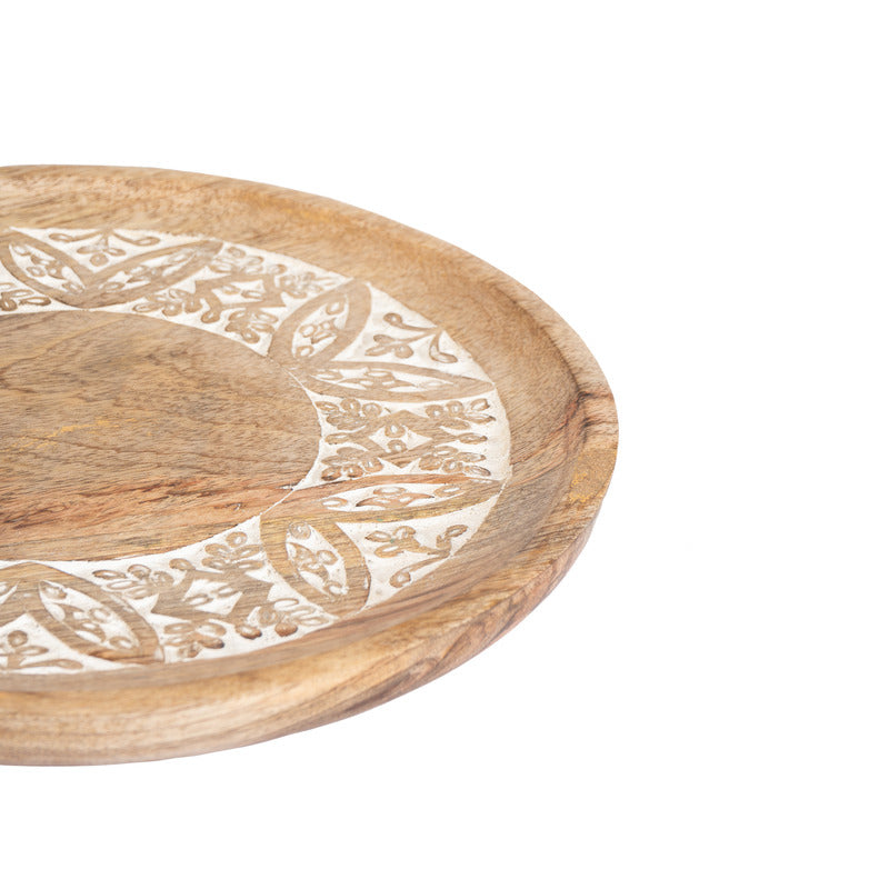 Handcrafted Round Carved Platter Tray 30cm - Image 4