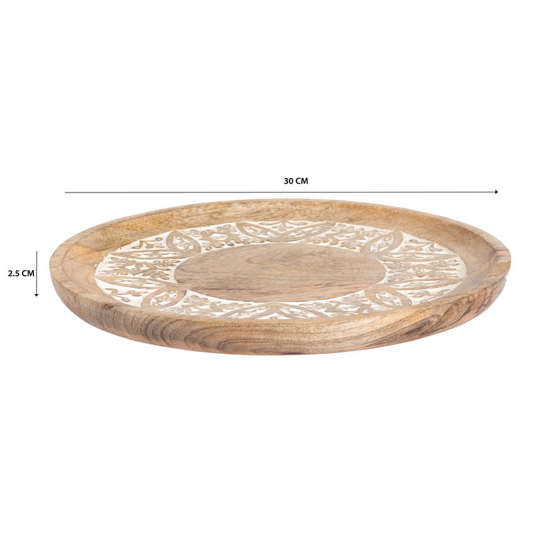 Handcrafted Round Carved Platter Tray 30cm - Image 5