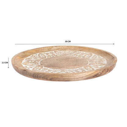 Handcrafted Round Carved Platter Tray 30cm - Image 5