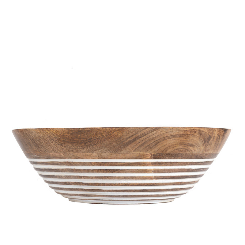 Handcrafted Bowl w Subtle White Carving 30cm - Image 2