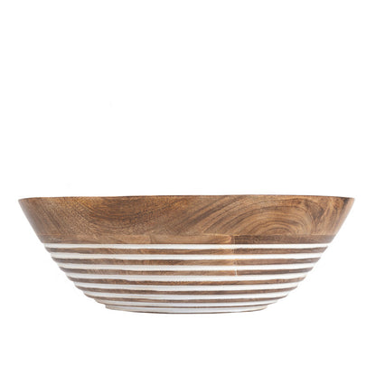 Handcrafted Bowl w Subtle White Carving 30cm - Image 2