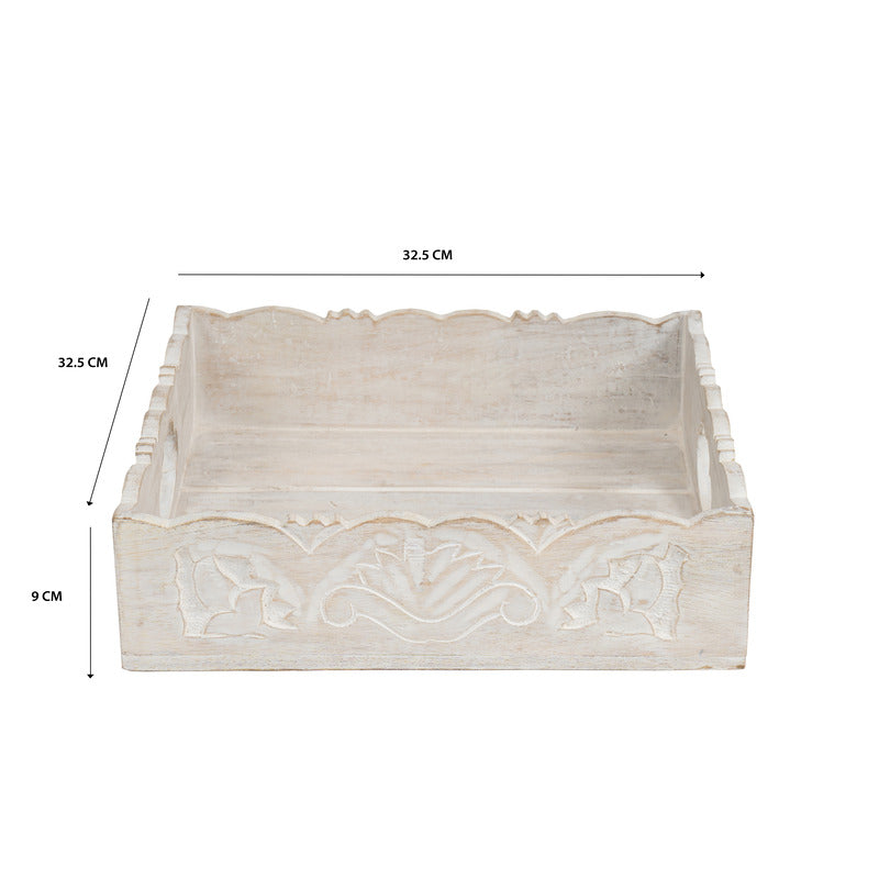 Handcrafted Carved Square Tray 30cm - Image 5