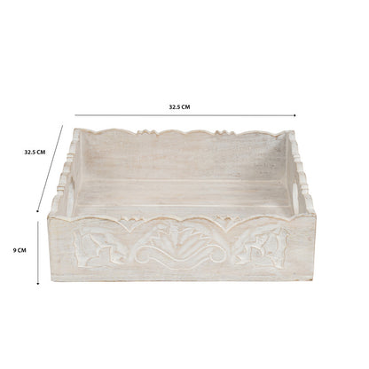 Handcrafted Carved Square Tray 30cm - Image 5