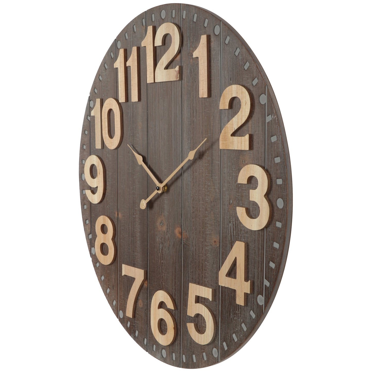Emporium Slatted Aged Wall Clock 60cm - Image 3