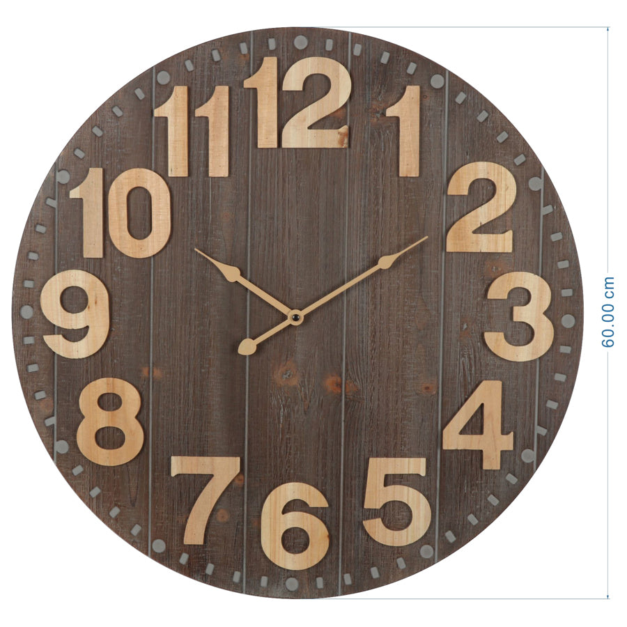 Emporium Slatted Aged Wall Clock 60cm - Image 5