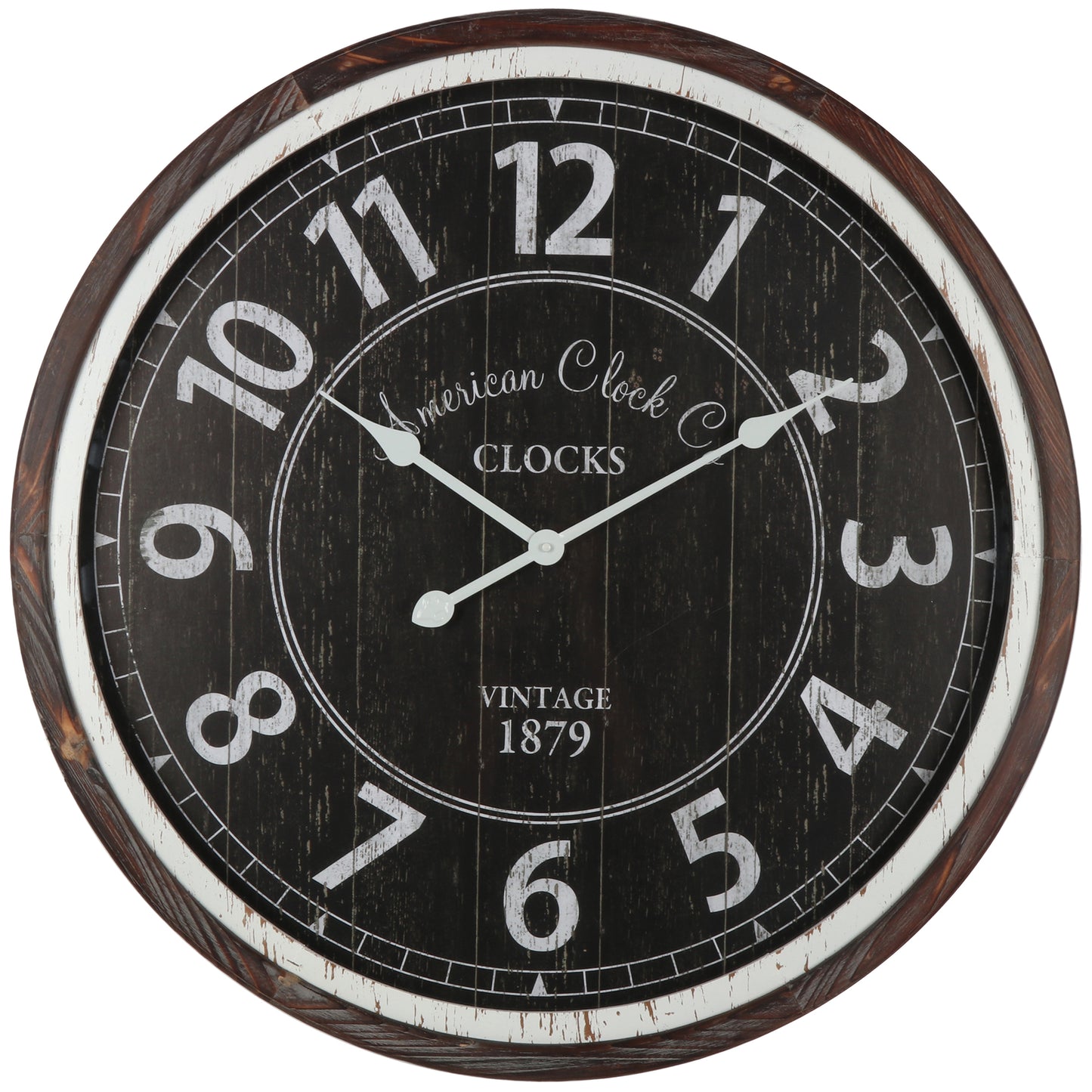 Distressed Monochrome Glass-Front Wall Clock 70cm