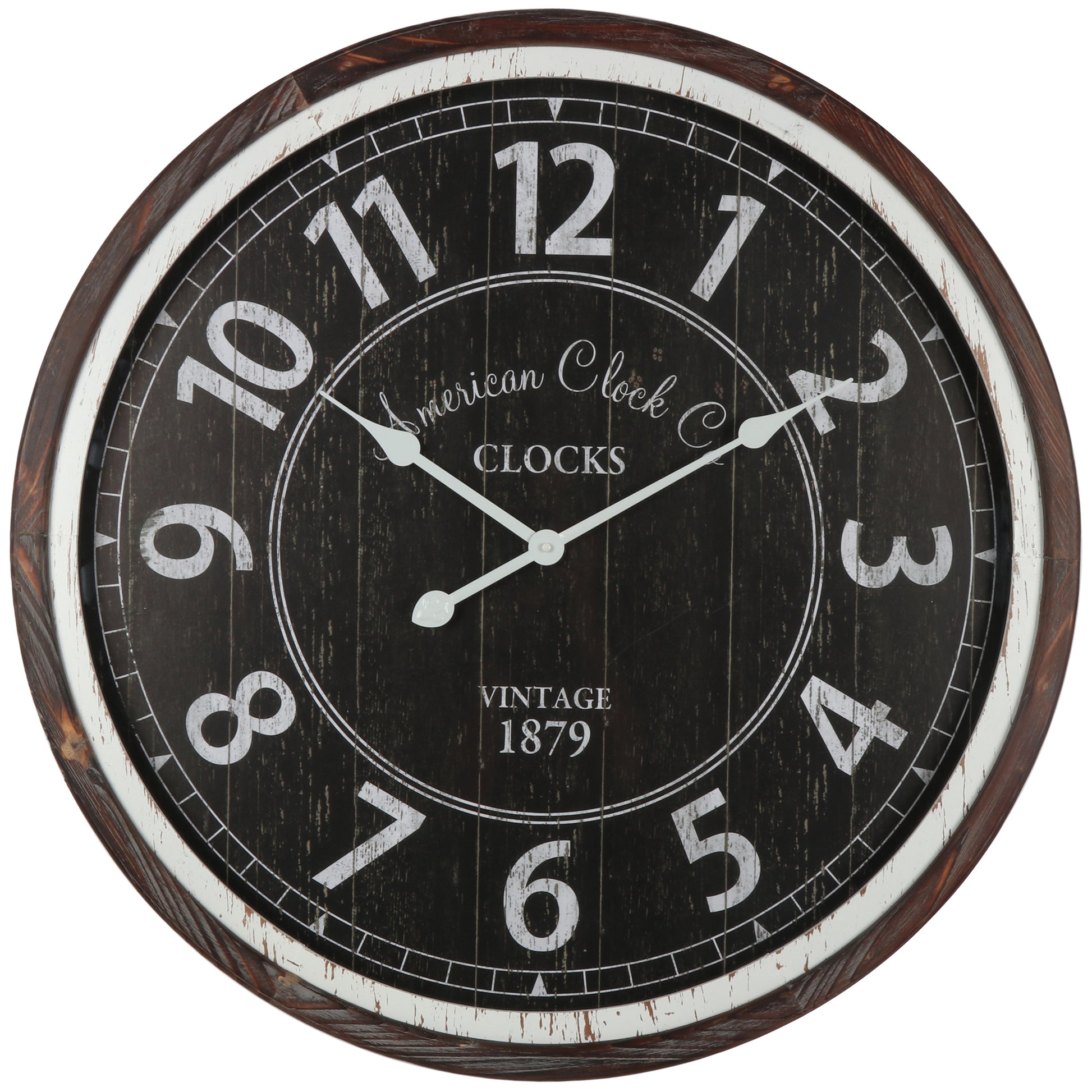 Distressed Monochrome Glass-Front Wall Clock 70cm