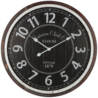 Distressed Monochrome Glass-Front Wall Clock 70cm