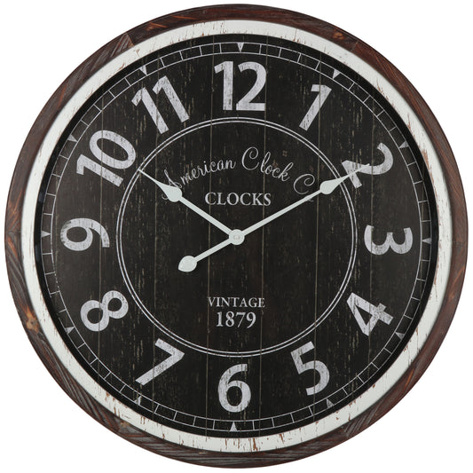 Distressed Monochrome Glass-Front Wall Clock 70cm