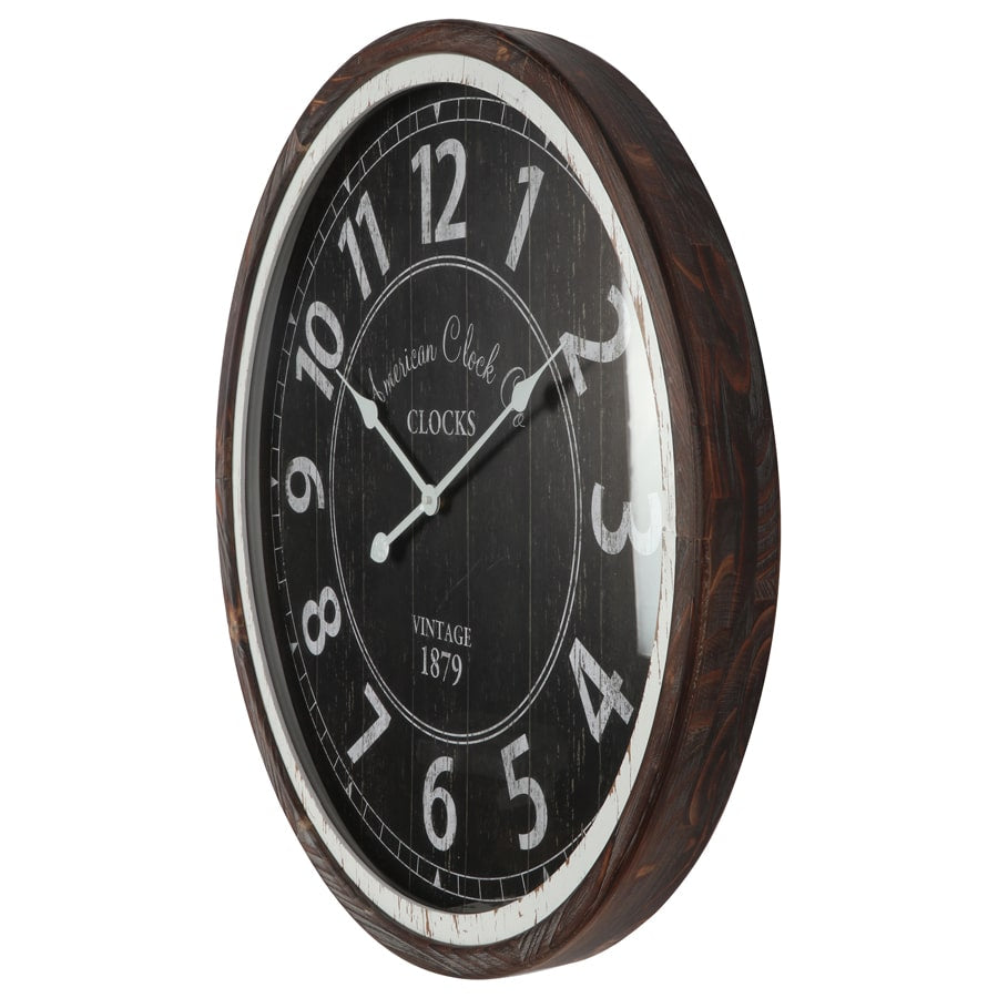 Distressed Monochrome Glass-Front Wall Clock 70cm - Image 3