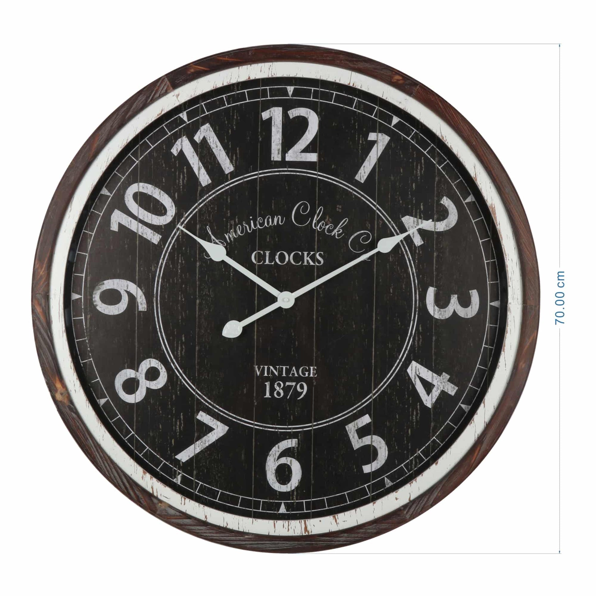 Distressed Monochrome Glass-Front Wall Clock 70cm - Image 5