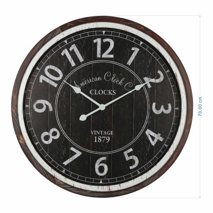 Distressed Monochrome Glass-Front Wall Clock 70cm - Image 5