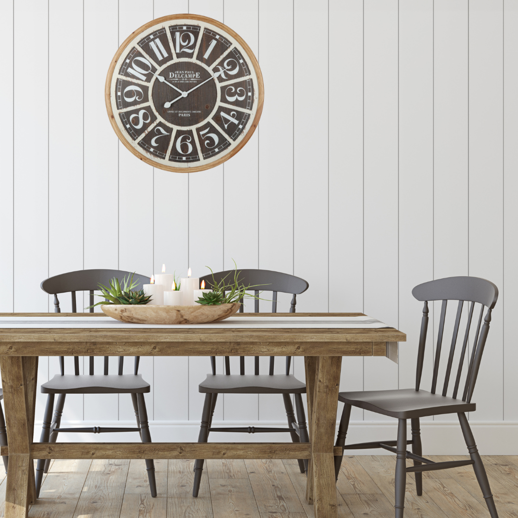 Distressed Grid Wall Clock 68x68cm - Image 2