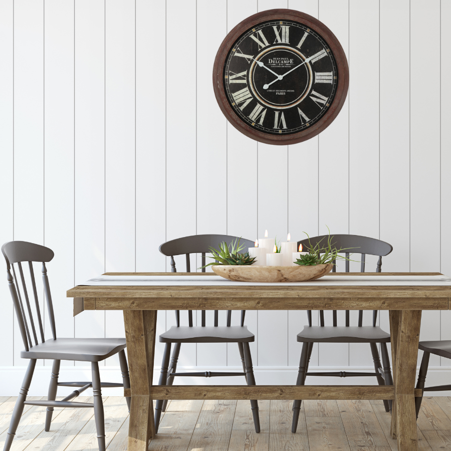 Vintage-Style 'Delcampe' Glass-Front Wall Clock 70cm - Image 2