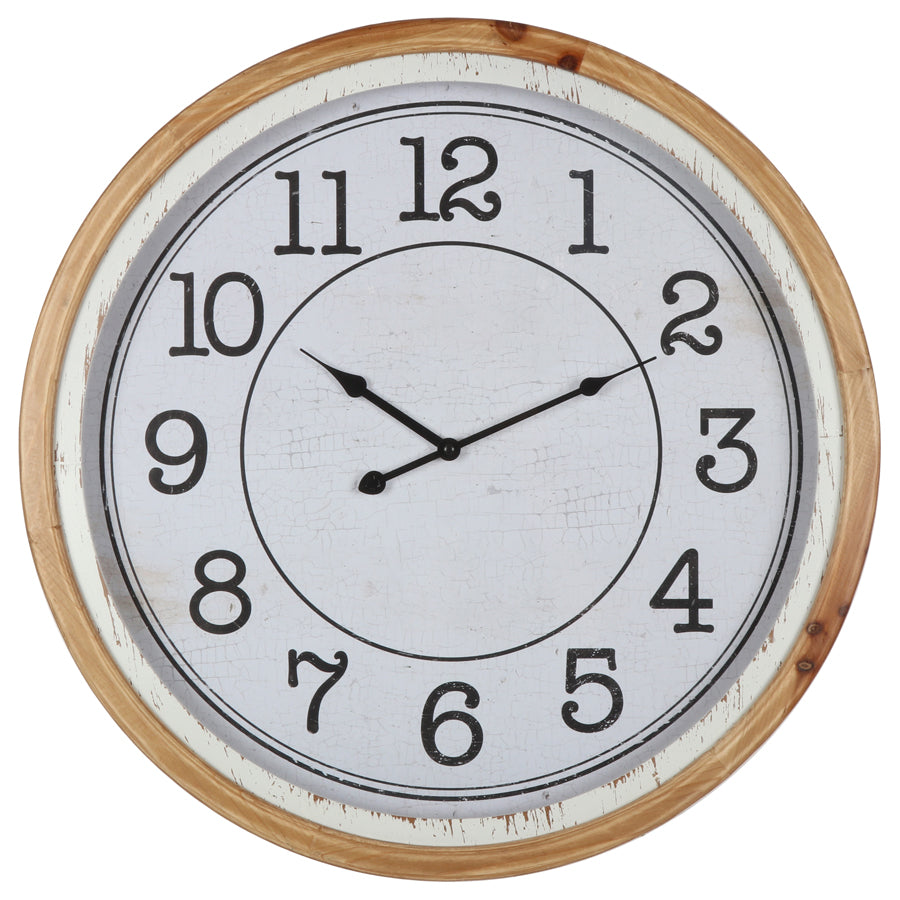 Distressed Nordic Glass-Front Wall Clock 60cm