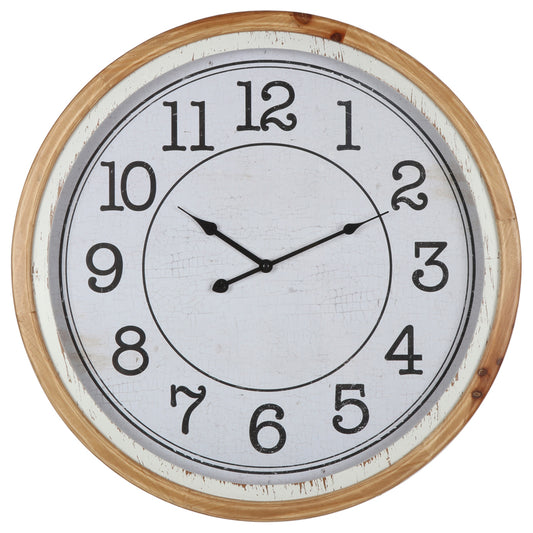 Distressed Nordic Glass-Front Wall Clock 60cm