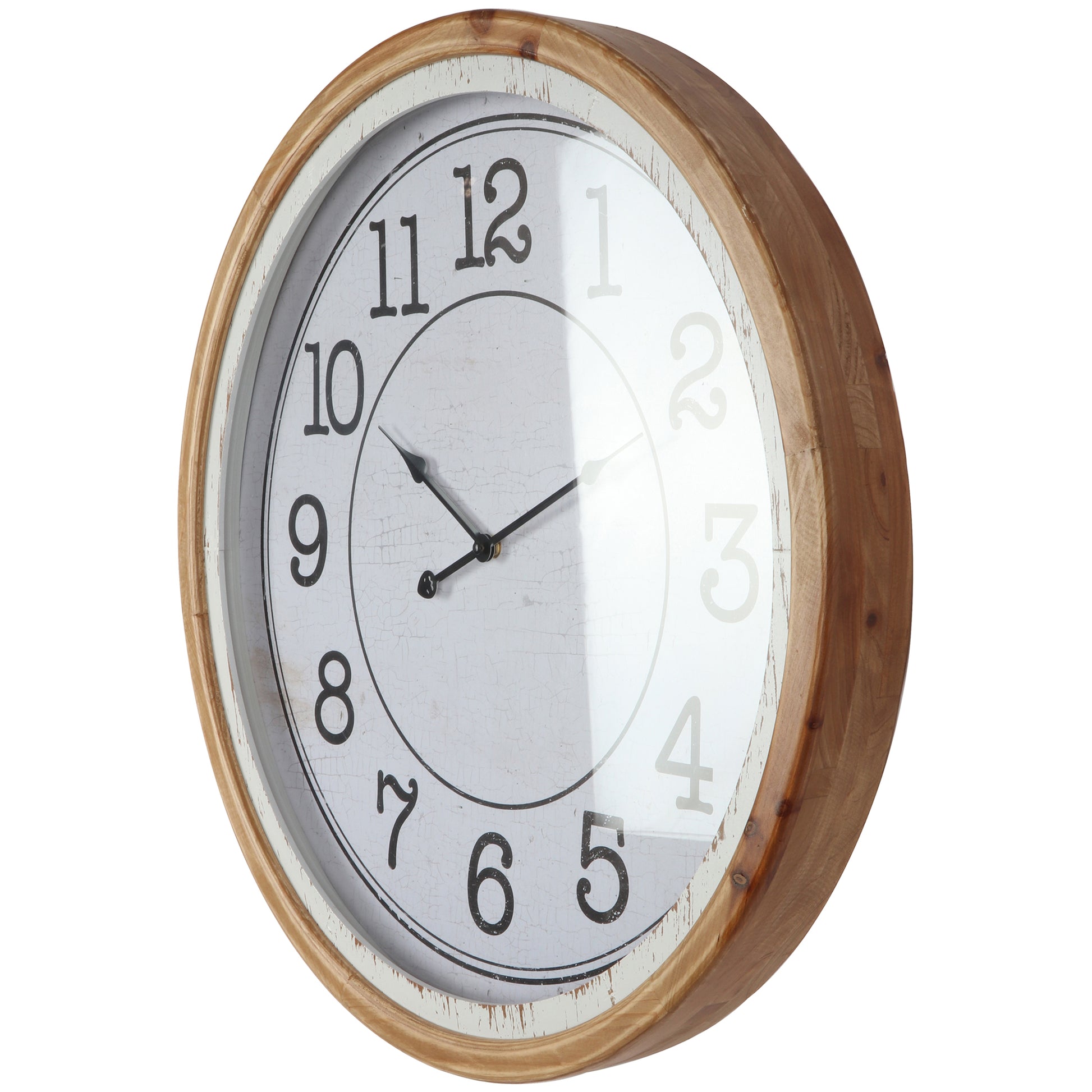 Distressed Nordic Glass-Front Wall Clock 60cm - Image 3