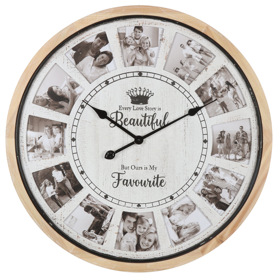 Hamptons Photo Gallery Collage Wall Clock 70cm