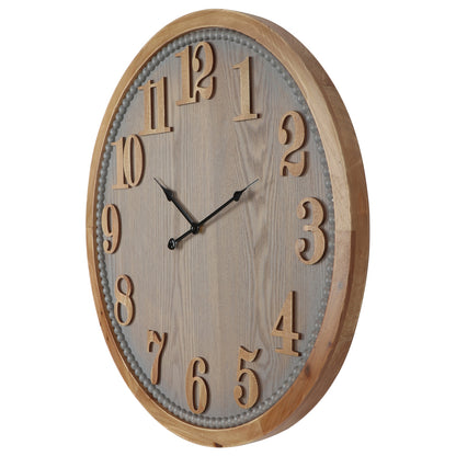 Contemporary Grey Timber Wall Clock 60cm - Image 3